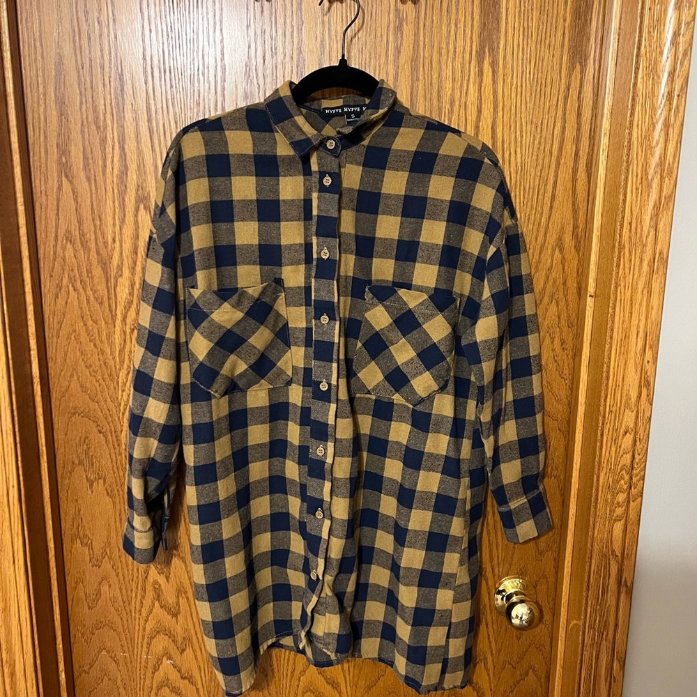 HYFVE Blue and Tan Plaid Shirt